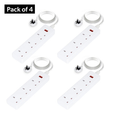 Geepas 3 Gang Extension Lead2M Cable Indicator Light Pack Of 4 from B&Q