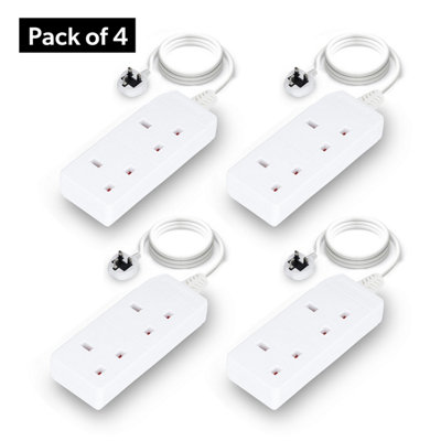 B&Q -  2 Gang Extension Lead2M Cable Wall Mountable & Multi Socket Mains Strip