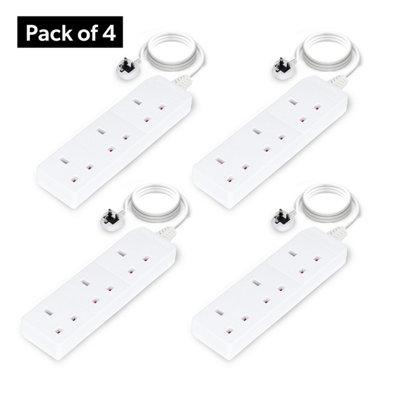Geepas 3 Gang Extension Lead2M Cable Wall Mountable & Multi Socket Mains Strip  Pack Of 4 from B&Q