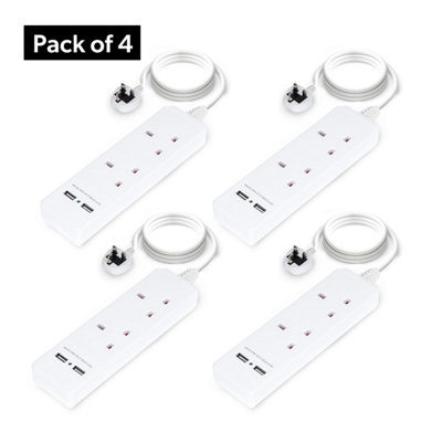 B&Q -  2 Gang Extension Lead2M Cable With 2 Usb Ports