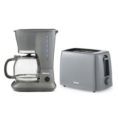 Geepas 1.5L Filter Coffee Machine & 2 Slice Toaster Combo SetBlack