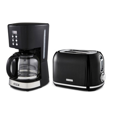Geepas Filter Coffee Machine & 2 Slice Toaster Combo Set 1.5L