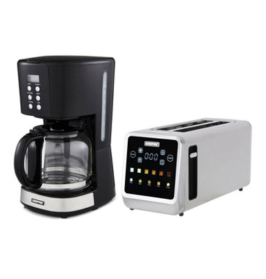 B&Q -  1.5L Filter Coffee Machine & 5-In-1 Digital 4 Slice Long Slot Toaster Combo Set