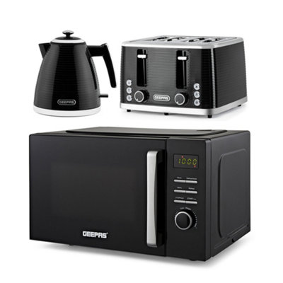 Geepas Unisex Black Linear Kettle & Toaster Set With 23L Digital Microwave Oven Set In 1.7L - Image 6