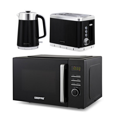 Geepas Digital Microwave Oven, 1.7L Kettle & 2 Slice Toaster Kitchen Combo Set 23L