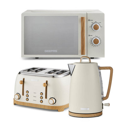 Geepas Unisex Cream Nordiq Kettle & Toaster Set W/ 20L Microwave 3000W Kettle & 4-Slice Toaster In - Image 6