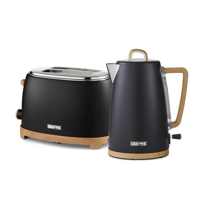 Geepas Nordiq Desig 1.7L Electric Kettle And Toaster 2 Slice  Combo SetBlack