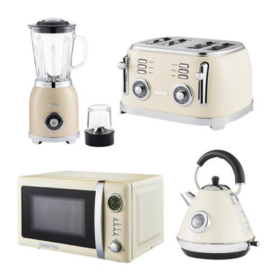 Geepas Retrovive 1.7L Kettle4 Slicetoaster2-In-1 Jug Blender & 20L Digital Microwave OvenCream from B&Q