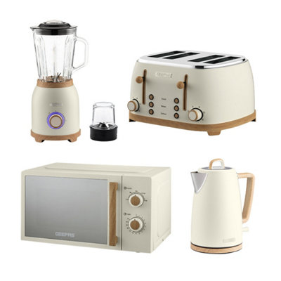 Geepas Unisex Cream Nordiq Matching Kettle & Toaster Set W/ 20L Microwave & Blender Combo Set In - Image 5