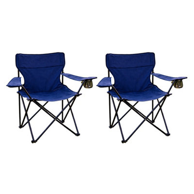 Royalford Camping Chair Blue Folding Portable Outdoor Chair With Cup Holder Pack Of 2 from B&Q