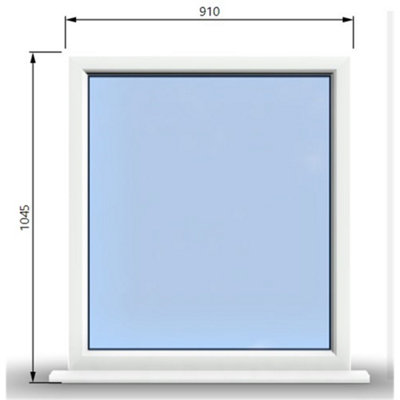 910mm (W) x 1045mm (H) PVCu StormProof Casement Window - 1 Non Opening Window  - Toughened Safety Glass - White