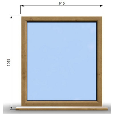 910mm (W) x 1045mm (H) Wooden Stormproof Window - 1 Window (Non Opening) - Toughened Safety Glass