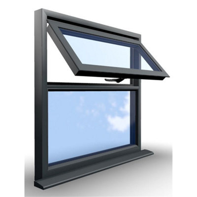 910mm (W) x 895mm (H) Aluminium Flush Casement Window - 1 Top Opening Window - Anthracite Internal & External