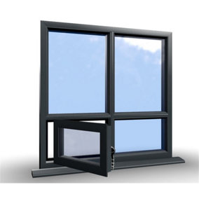 910mm (W) x 895mm (H) Aluminium Flush Casement Window - 2 Bottom Opening Windows - Anthracite