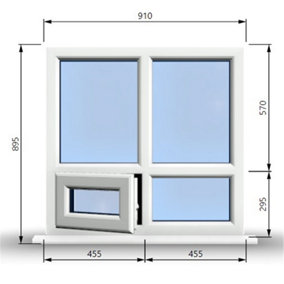 910mm (W) x 895mm (H) PVCu StormProof Casement Window - 1 Bottom Opening Window (Left) -  White Internal & External