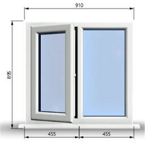 910mm (W) x 895mm (H) PVCu StormProof Casement Window - 1 LEFT Opening Window -  Toughened Safety Glass - White