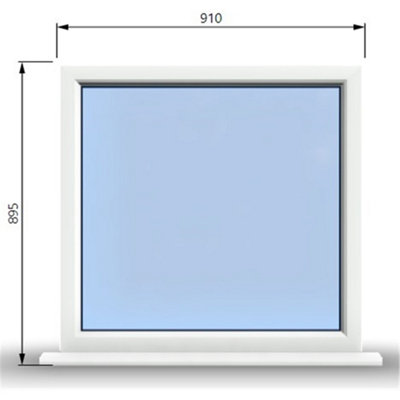 910mm (W) x 895mm (H) PVCu StormProof Casement Window - 1 Non Opening Window  - Toughened Safety Glass - White