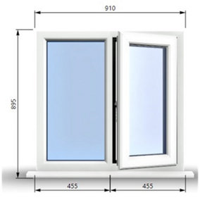 910mm (W) x 895mm (H) PVCu StormProof Casement Window - 1 RIGHT Opening Window -  Toughened Safety Glass - White