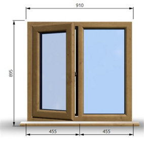 910mm (W) x 895mm (H) Wooden Stormproof Window - 1/2 Left Opening Window - Toughened Safety Glass