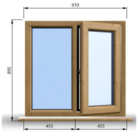 910mm (W) x 895mm (H) Wooden Stormproof Window - 1/2 Right Opening Window - Toughened Safety Glass