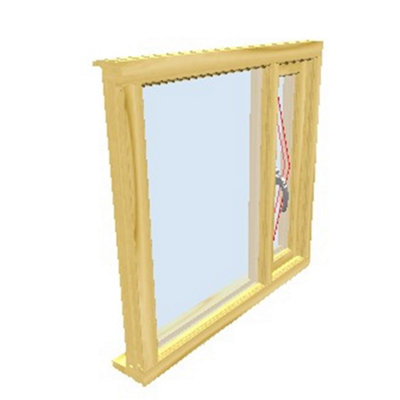 910mm (W) x 895mm (H) Wooden Stormproof Window - 1/3 Left Opening Window - Toughened Safety Glass