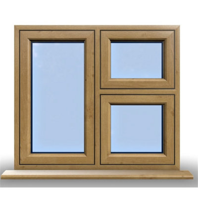910mm (W) x 895mm (H) Wooden Stormproof Window - 1 Opening Window (LEFT) - Top Opening Window (RIGHT) - Toughened Safe