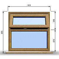 910mm (W) x 895mm (H) Wooden Stormproof Window - 1 Top Opening Window -Toughened Safety Glass