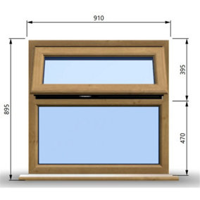 910mm (W) x 895mm (H) Wooden Stormproof Window - 1 Top Opening Window -Toughened Safety Glass