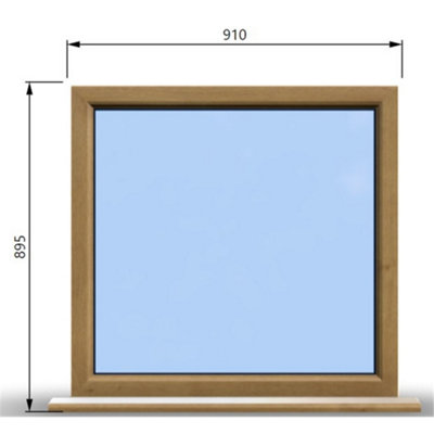 910mm (W) x 895mm (H) Wooden Stormproof Window - 1 Window (Non Opening) - Toughened Safety Glass