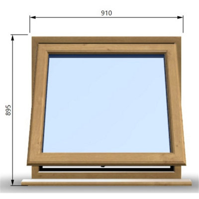 910mm (W) x 895mm (H) Wooden Stormproof Window - 1 Window (Opening) - Toughened Safety Glass