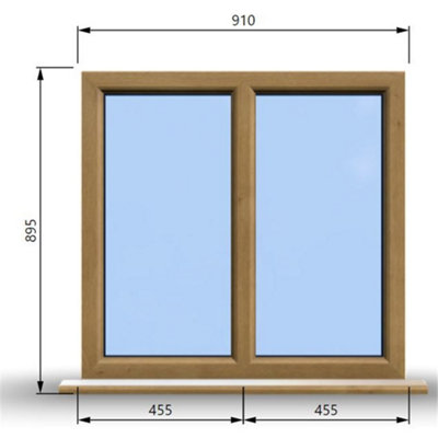 910mm (W) x 895mm (H) Wooden Stormproof Window - 2 Non-Opening Windows ...