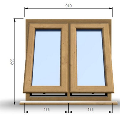 910mm (W) x 895mm (H) Wooden Stormproof Window - 2 Opening Windows ...
