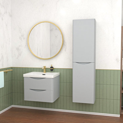 B&Q -  Matte Grey 600mm Wall Hung Vanity Unit & 400mm Cabinet Suite