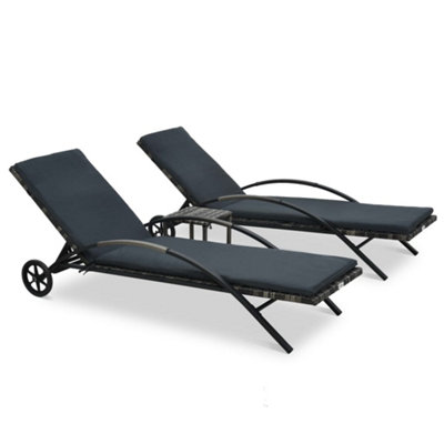 Berkfield Sun Loungers With Table Poly Rattan Anthracite from B&Q