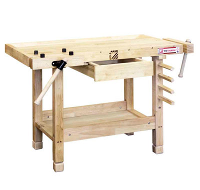 Holzmann Wb106Mini Adjustable Kids Wooden Workbench With Vises & Storage En71-1 Certified Playroom Workshop Table from B&Q
