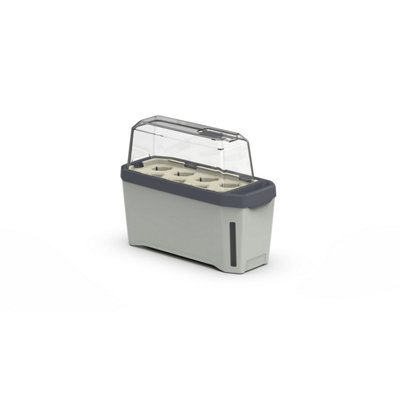 B&Q -  Harry Herbs 4-In-1 Planter Pot For HerbsGreyRemovable LidSelf-Watering0.5L Water Reservoir5L Soil Capacity