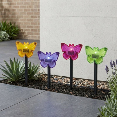 Garden Greatness Four Pack Led Butterfly Solar Stake Lights from B&Q