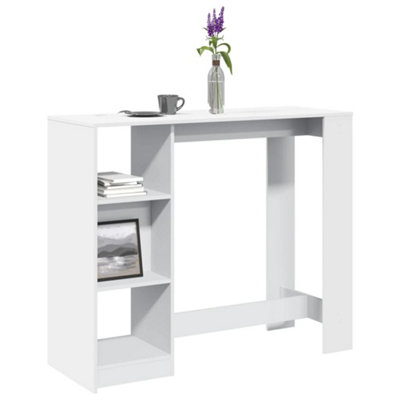 Berkfield Bar Table With Shelf 124X46x103.5 Cm Engineered Wood White