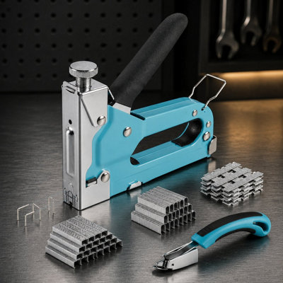  - Heavy Duty Staple Gun Upholstery Tacker Manual Stapler Adjustable Pressure