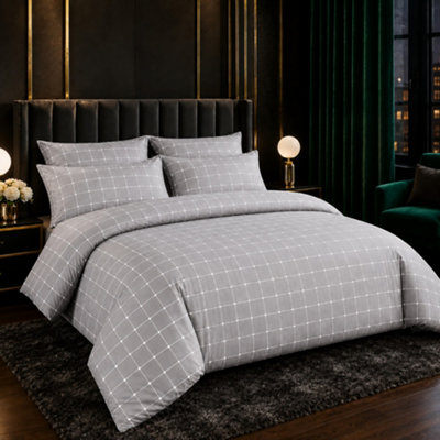 Pamposh Lazzaro Double Duvet Cover Set Premium Microfiber Duvet Cover Double 3 Pcs Ultrasoft Hypoallergenic Reversible With Zipper Closure from B&Q