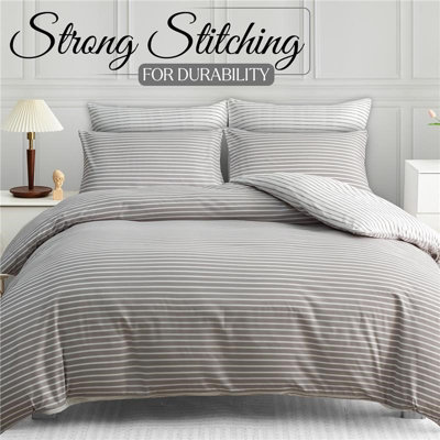 B&Q Lazzaro Double Duvet Set Premium Microfiber Reversible Double Duvet Cover 3Pcs Ultrasoft Hypoallergenic Luxury With Zipper Closure