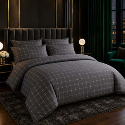 B&Q -  Lazzaro Single Duvet Cover Set Premium Microfiber Duvet Cover Single 2 Pcs Ultrasoft Hypoallergenic Reversible With Zipper Closure