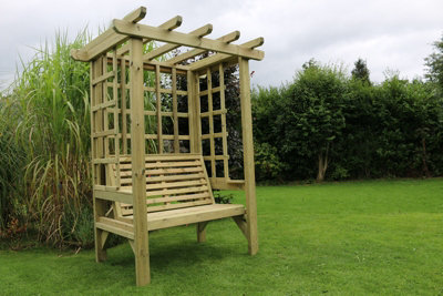 B&Q -  Beatrice ArbourSits 2Wooden Garden Bench With TrellisL90 X W120 X H210 CmMinimal Assembly Required