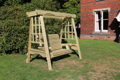 B&Q -  The Cottage Wooden Garden SwingSits 2Wooden Garden Swinging Seat HammockL125 X W180 X H185 CmMinimal Assembly Required