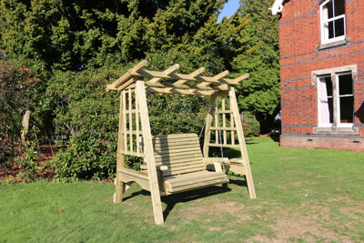 B&Q -  Pergola SwingWooden Garden Swinging Seat Hammock With TrellisL125 X W180 X H185 CmMinimal Assembly Required