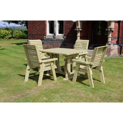B&Q -  Ergo 4 Seater SetSits 4Wooden Garden Furniture Dining Set W/ Table & ChairsL220 X W245 X H105 CmMin. Assembly Required