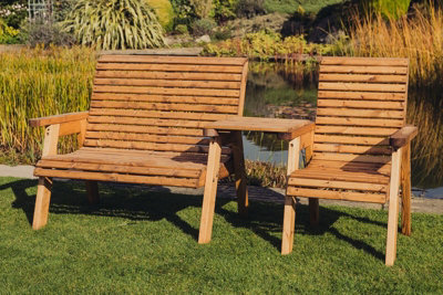 B&Q -  Valley Garden Furniture Trio Set With TrayTimberL100 X W220 X H95 CmFully Assembled