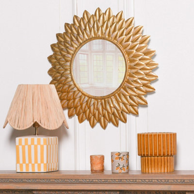 Ayla Round 48Cm Sunflower Gold Finish Wall Mirror from B&Q