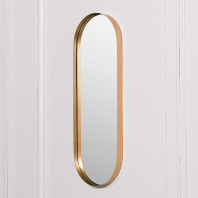 Elena 75Cm Deco Gold Finish Metal Slim Oval Wall Mirror from B&Q