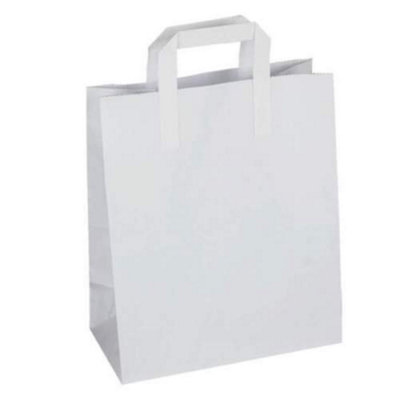 We Can Source It Ltd White Sos Kraft Paper Bags Tape Handles Small Size Food Carrier Bags Pack Of 100 from B&Q